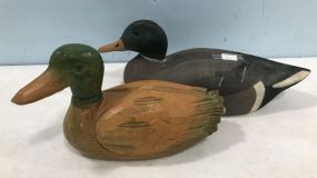 Two Wood Carved Ducks