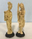 Pair of Resin Asian Geisha and Man Figurines
