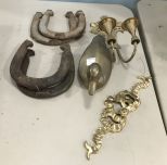 Antique Horse Shoes, Brass Duck, Brass Wall Plaques