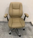 Tan Vinyl Rolling Desk Chair