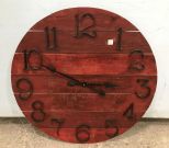 Red Painted Wood Round Wall Clock
