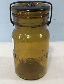 Vintage Amber Lightning Fruit Jar