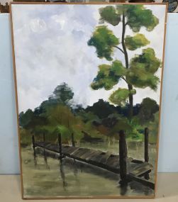 Oil Painting of Lake Pier by ARW