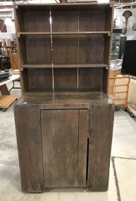 Early Primitive Style Step Back Farmhouse Hutch