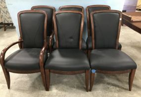 Modern Burl Finish Six Dinning Chairs