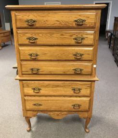 Modern Queen Anne Oak Chest on Chest