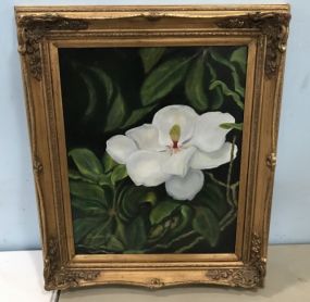 Oil Painting of Magnolia on Board by Elizabeth Hilton