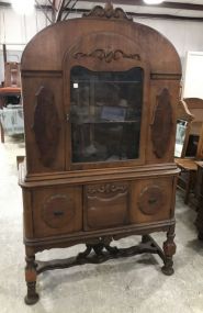 Vintage Depression Era Dome Top China Cabinet