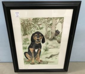 Pen and Watercolor of Dog and Raccoon by Elizabeth Hilton