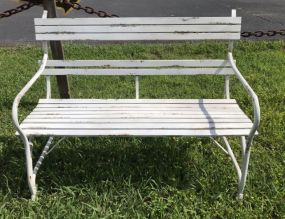 White Metal Outdoor Bench