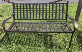 Black Painted Metal Outdoor Bench