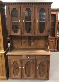 Primitive Style Wheat Carved Hutch