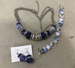 Shades Blue & Grey Napier Bracelet, Earrings, and Short Necklace