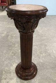 Antique Reproduction Carved Cherry Pedestal Stand