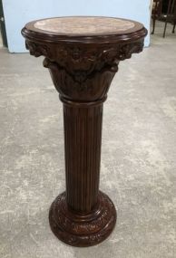 Antique Reproduction Carved Cherry Pedestal Stand