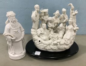 White Porcelain Asian Statues
