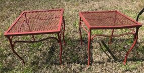 Pair of Red Wrought Iron Tables