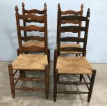 Four Ladder Back Woven Chairs