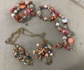 Old Fashioned Orange Necklace and Ocean Long Necklace