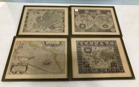 Four Vintage Framed Maps