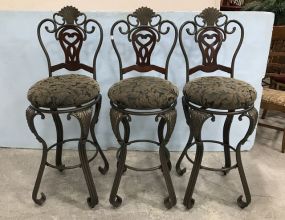 Three Modern Metal Bar Stools