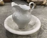 TST White Porcelain Wash Pitcher and Bowl