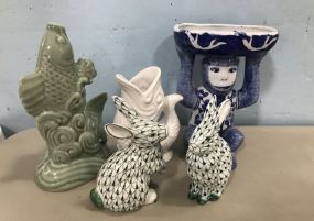 Porcelain Fish, Rabbits and Monkey