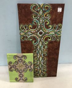 Two Hand Painted Cross Canvases