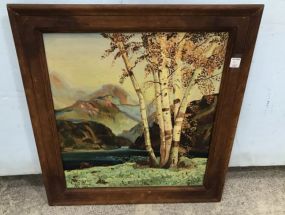 Landscape Painting Mountains Scene Artist Signed