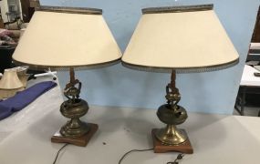 Pair of Brass Pitcher Style Lamps