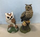 Two Large Resin Owl Statues