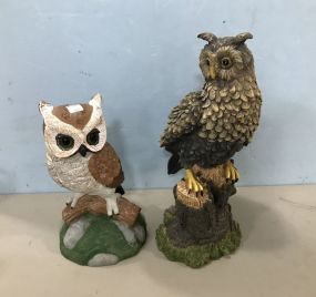 Two Large Resin Owl Statues