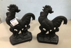 Black Painted Metal Rooster Door Stops