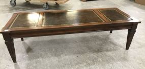 French Provincial Leather Top Coffee Table
