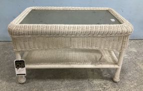 White Resin Wicker Coffee Table