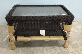 Green Resin Wicker Coffee Table