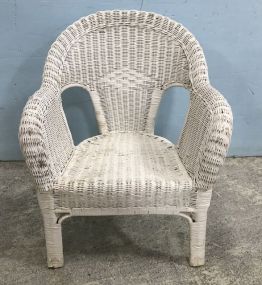 White Wicker Patio Arm Chair
