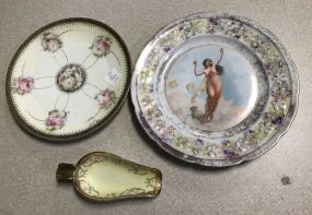 Two Porcelain Hand Plates and Cig Dish