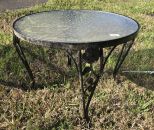 Small Glass Top Iron Patio Side Table