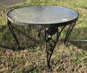 Small Glass Top Iron Patio Side Table