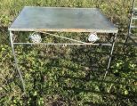 Vintage Iron Glass Top Patio Table