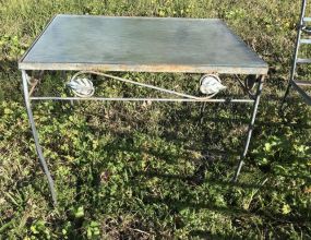 Vintage Iron Glass Top Patio Table