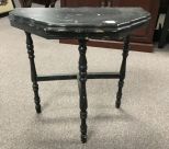 Small Old Painted Black Demi Lune Table
