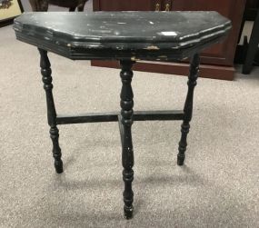 Small Old Painted Black Demi Lune Table