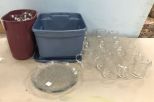 Large Group of Punch Cups and Clear Glass Mugs