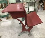 Painted Red School Desk