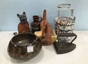 Pottery Dog Planter, Cat Lamp, Stoneware Jug, Bowl, Rion