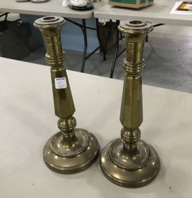 Pair of Colonial Style Brass Candle Holders