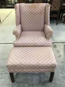 Chippendale Style Upholstered Arm Chair and Ottoman
