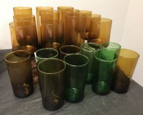 Vintage Amber Depression Glasses and Multi Wheel Juice Glasses